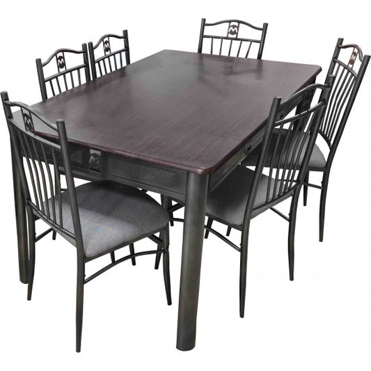 Dining Table Set 7 Pieces (1 Table - 6 Chairs) Walnut #8018