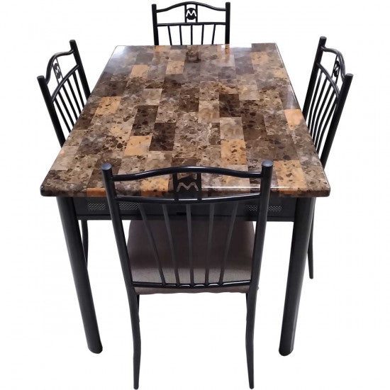 Daniels - Dining Set 5 Pieces (1Table + 4 Chairs) Black