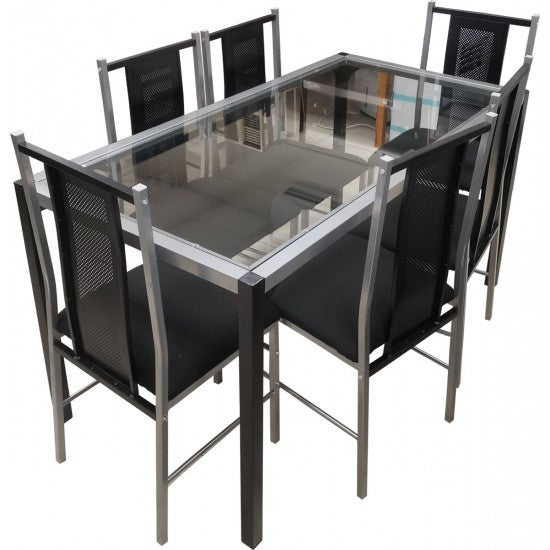 Dining Set Silver Tube 7 Pieces #6206