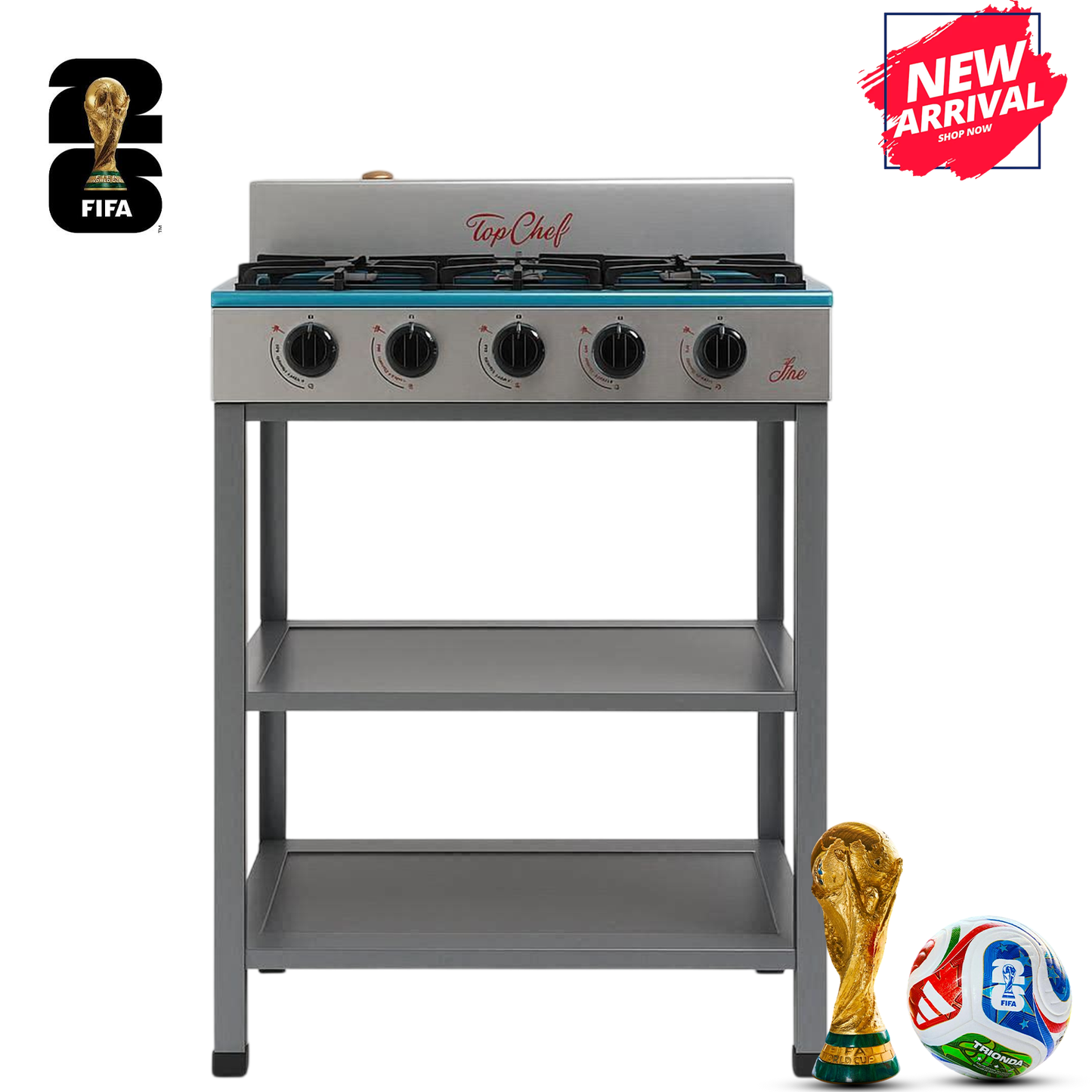 Top Chef Stove Silver  5 Burners/8674