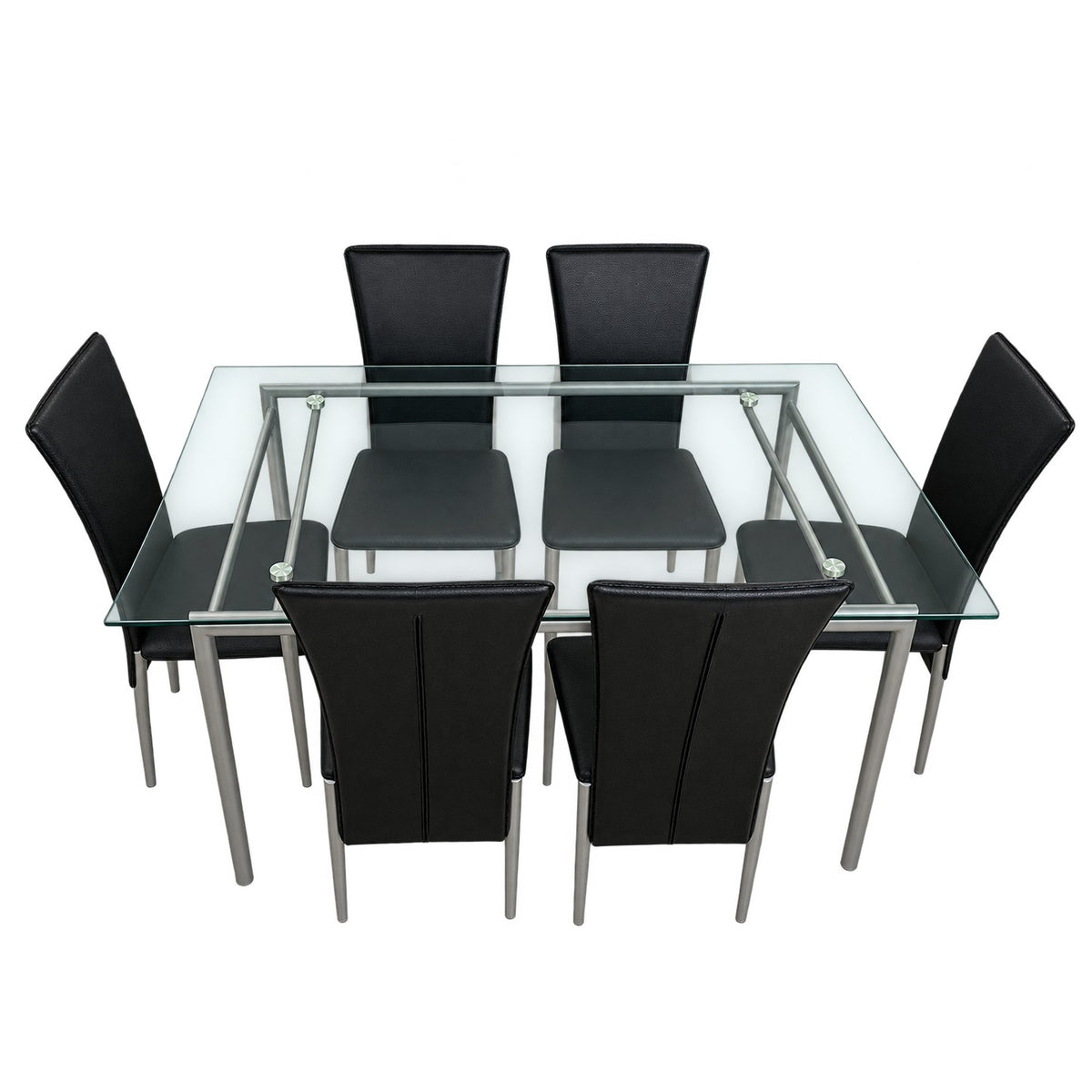 Dining Table Set 7 Pieces Silver – Overview