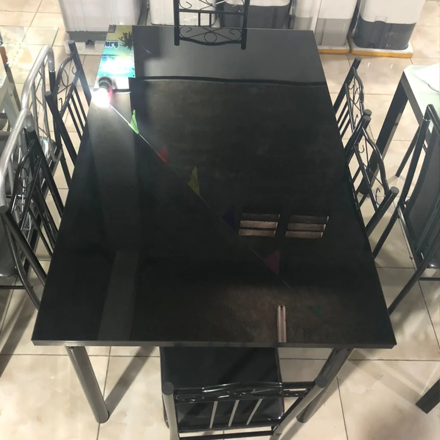 Dining Table 7 Pieces Black/8031