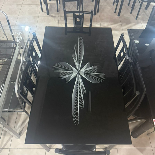 Dining Table Black 7 Pieces/8583