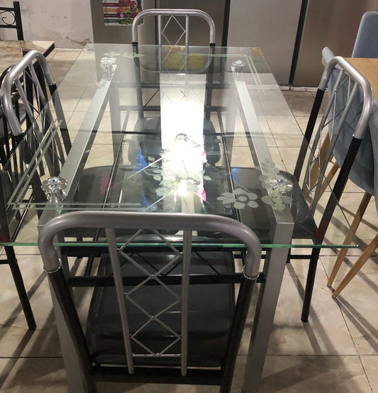 Dinning Tables white Glasses 5 Pieces/8035
