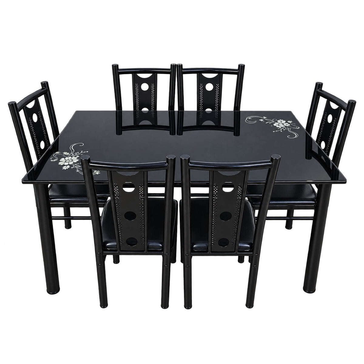 Dining Table Set 7 Pieces Black – Overview