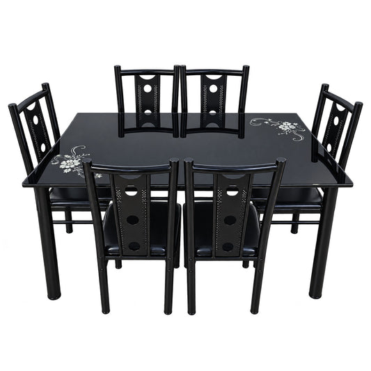 Dining Table Set 7 Pieces Black – Overview