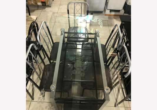 Dinning Table Withe Glasses 7 Pieces/8034